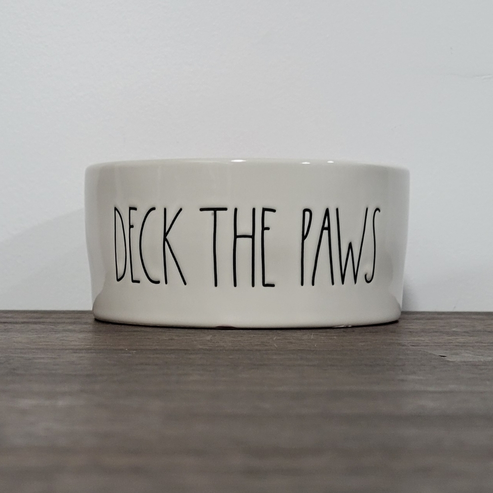 Rae Dunn Deck The Paws Ceramic Pet Bowl